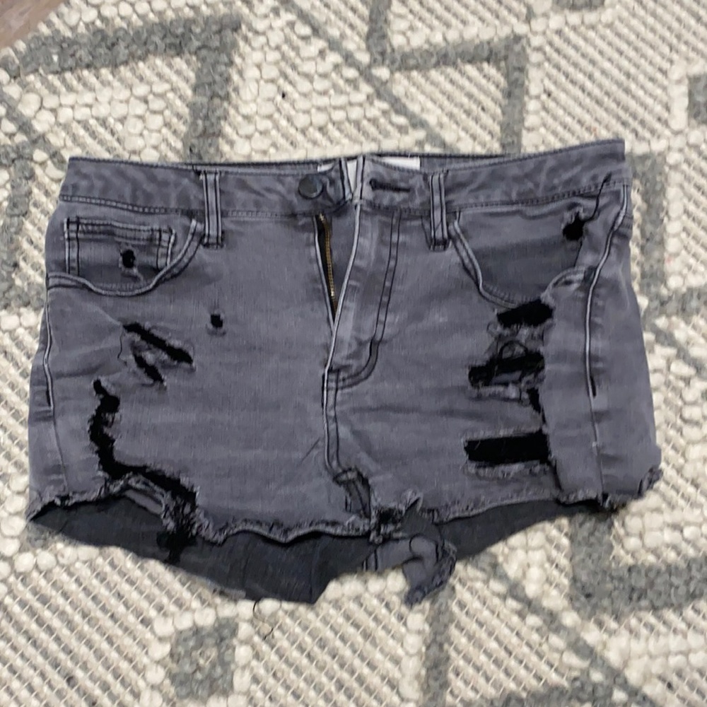 Distressed black RSQ shorts